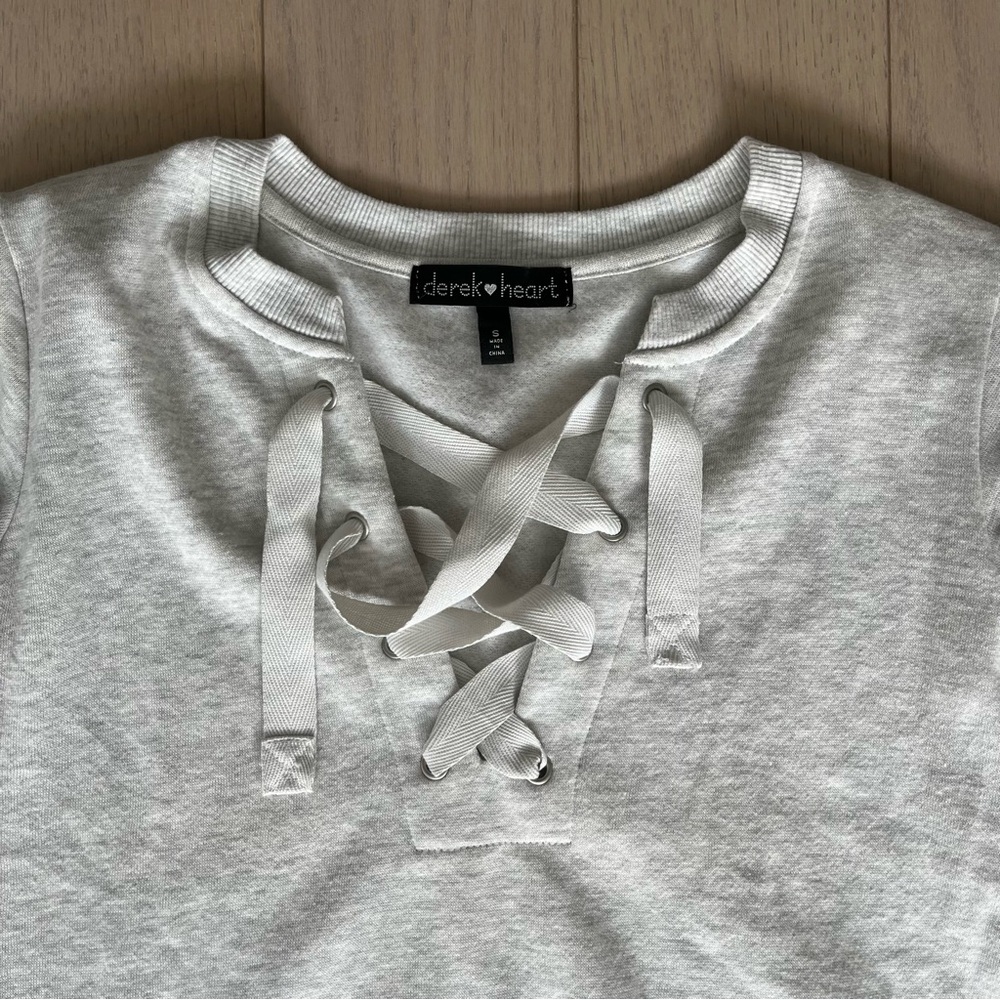 Light Grey Lace-Up Sweater